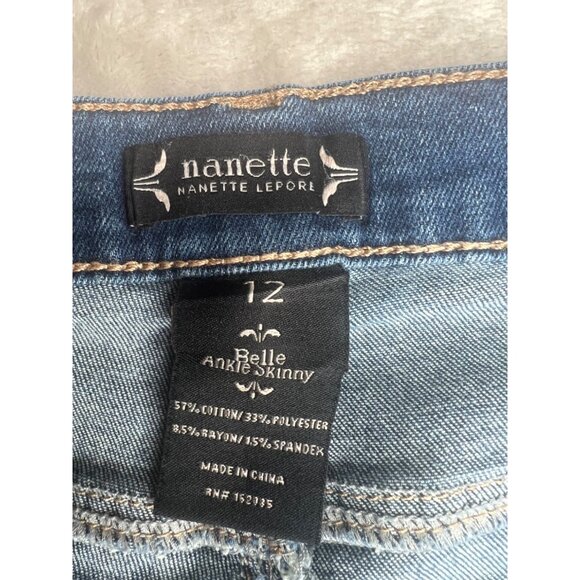 Nanette Belle High Rise Ankle Skinny Jeans Blue With Rhinestone Detail Size 12 - Picture 15 of 16